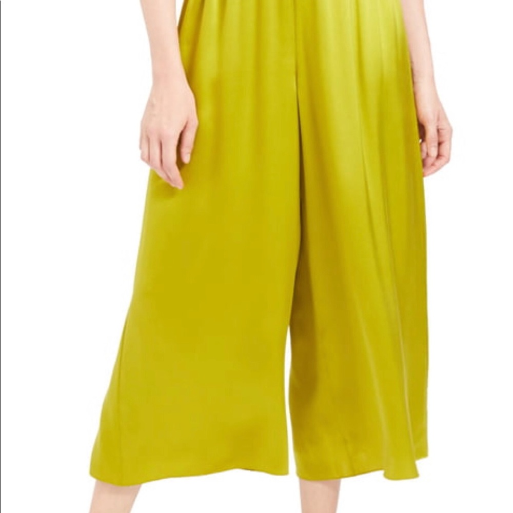 Citron Bleu-pull up wide leg cropped stretch pants